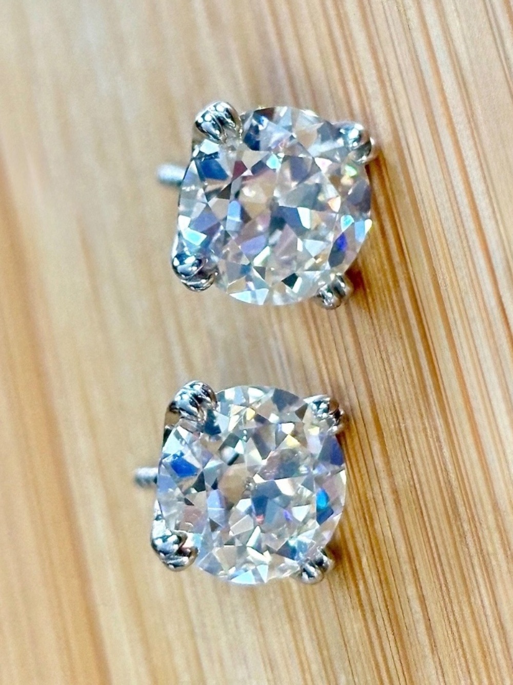 4ctw Old European Cut Moissanite studs in Argentium silver! Victorian charm! - Picture 11 of 16